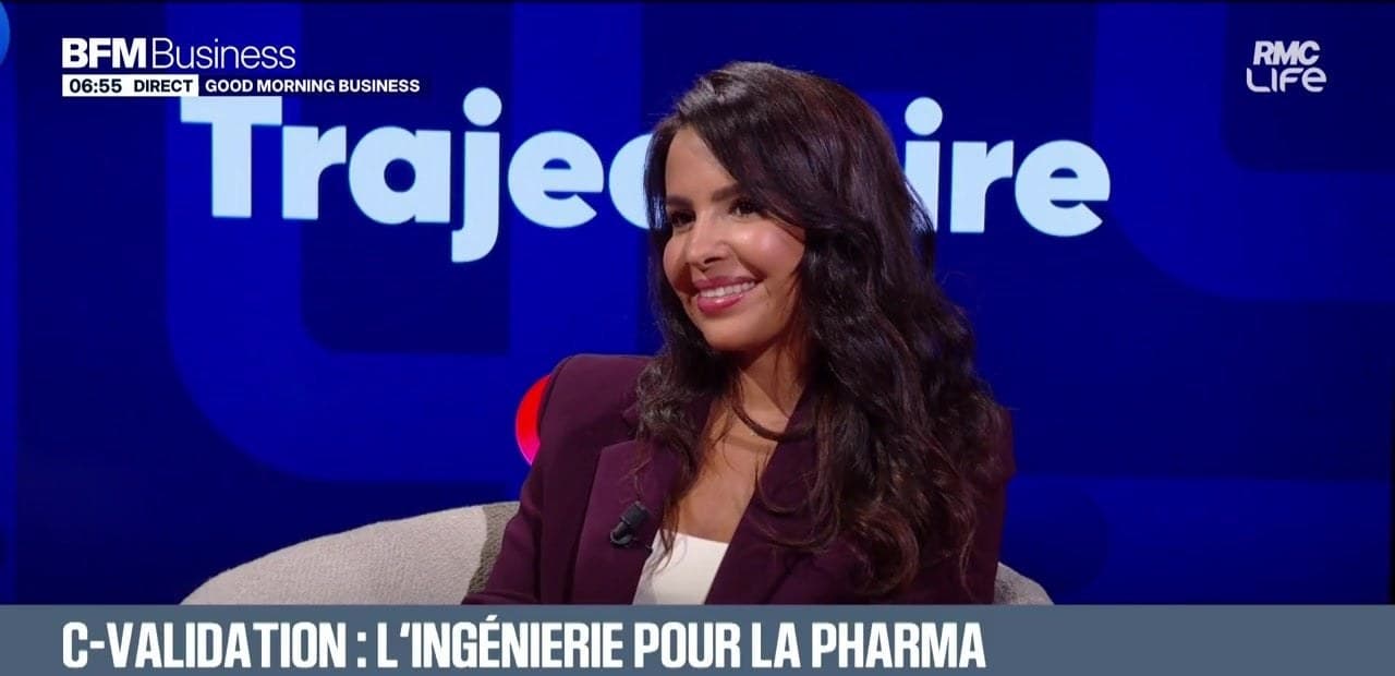 Hajar Monnet sur le plateau de BFM Business, sous le titre « C-Validation : l’ingénierie pour la pharma »